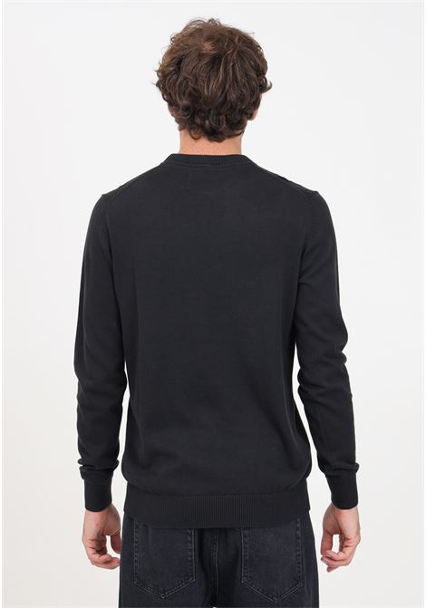 Black crew-neck sweater for men with rubberized logo CALVIN KLEIN JEANS | J30J325670BEHBEH